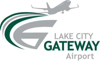 Lake City Gateway Airport logo, an airplane with some tail winds in the shape of the letter G