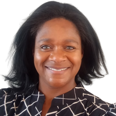 Woman with black dress shirt.