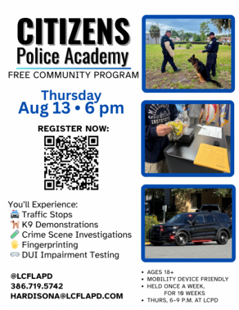 image of a police dog being trained, of a mock crime scene, and a black police suv