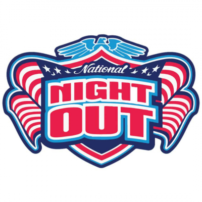 NNO no date National Night Out logo with American Flag and blue eagle graphic