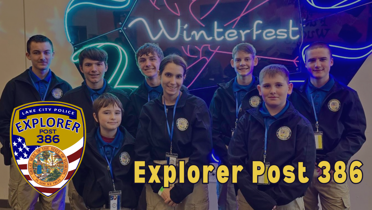 Photo of youth in uniforms, Explorer Post 386 badge 